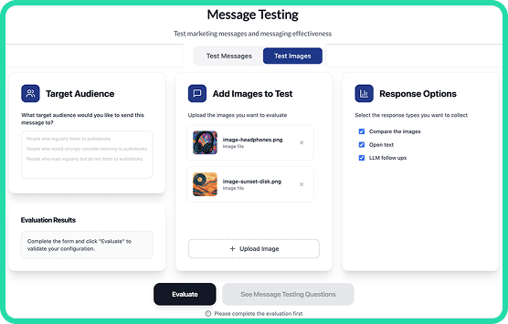 Concept and content testing chart
